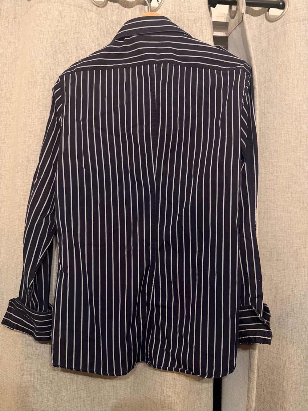 Gucci Navy and White Vertical Stripe Button-Down Shirt - Picture 2 of 4